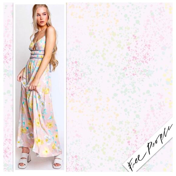 New Free People Wisteria Maxi Dress Light Combo Size Large - Picture 7 of 11